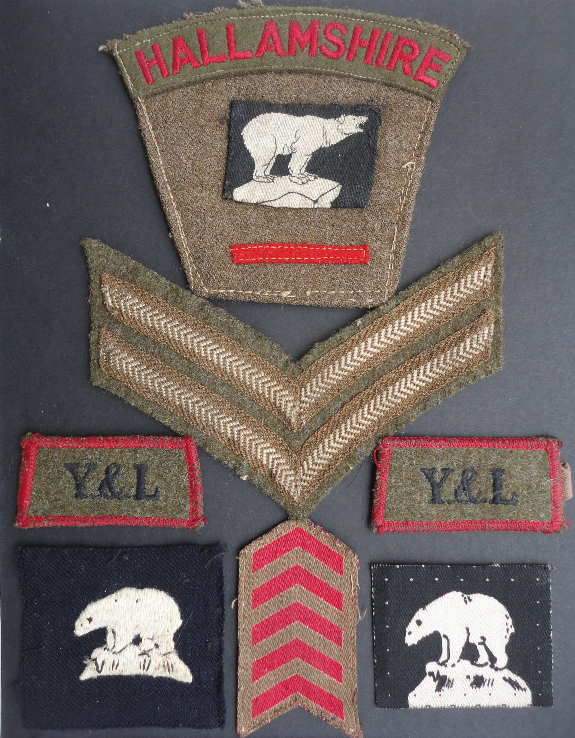 Cloth Badges Belonging to Hallamshire Soldier WW2