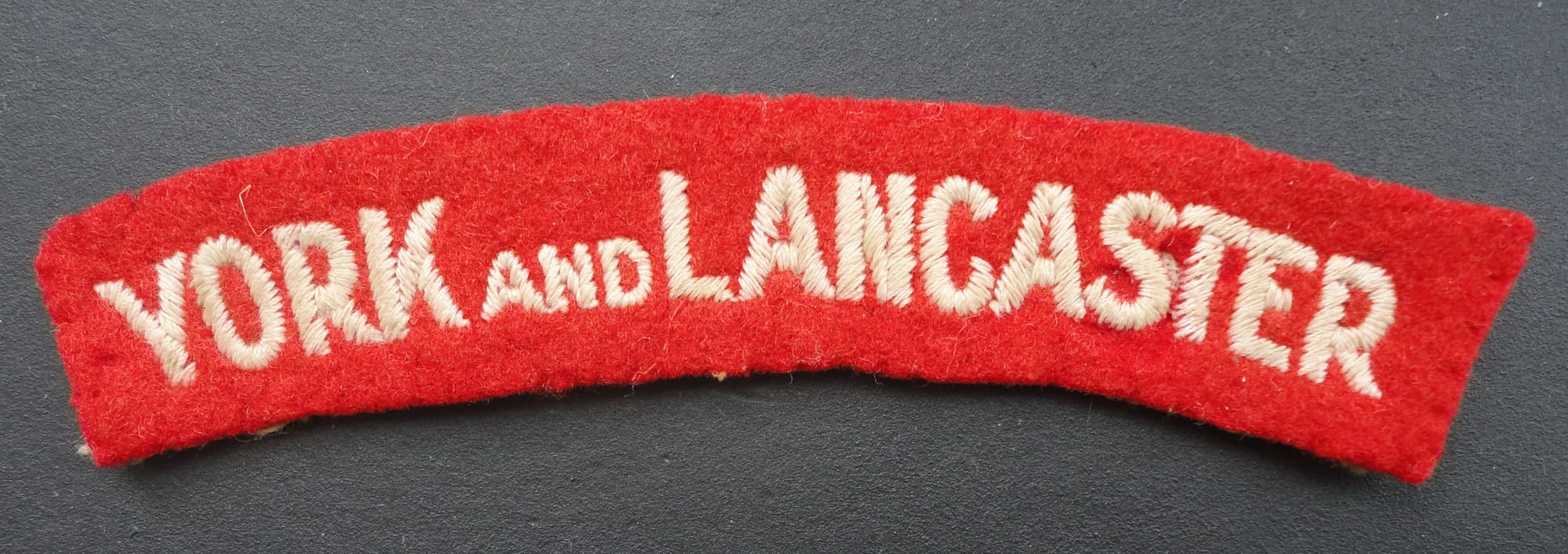 York and Lancaster Cloth Shoulder Title-red background