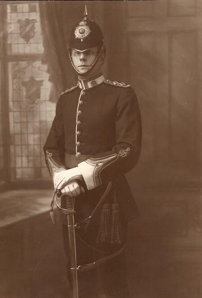 A Territorial Officer wearing Full Service Dress with Home Service Helmet