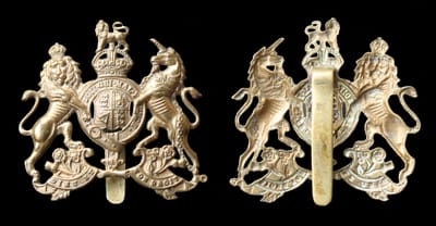 Royal Arms Cap Badge as worn by OR’s of 16th West Riding Volunteers/2nd VB 1916 to 1919.