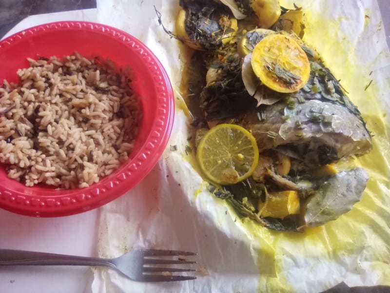 Fresh Whole Wild Caught Spotted Bass with Wild Rice Mushroom Risotto