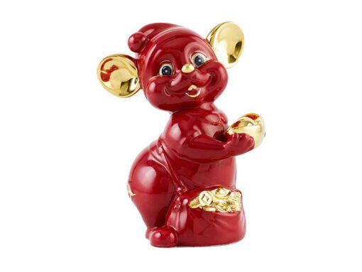 Quà Khai trương Chuột quý 24 cm – Màu Đỏ – Trang trí vàng 24K