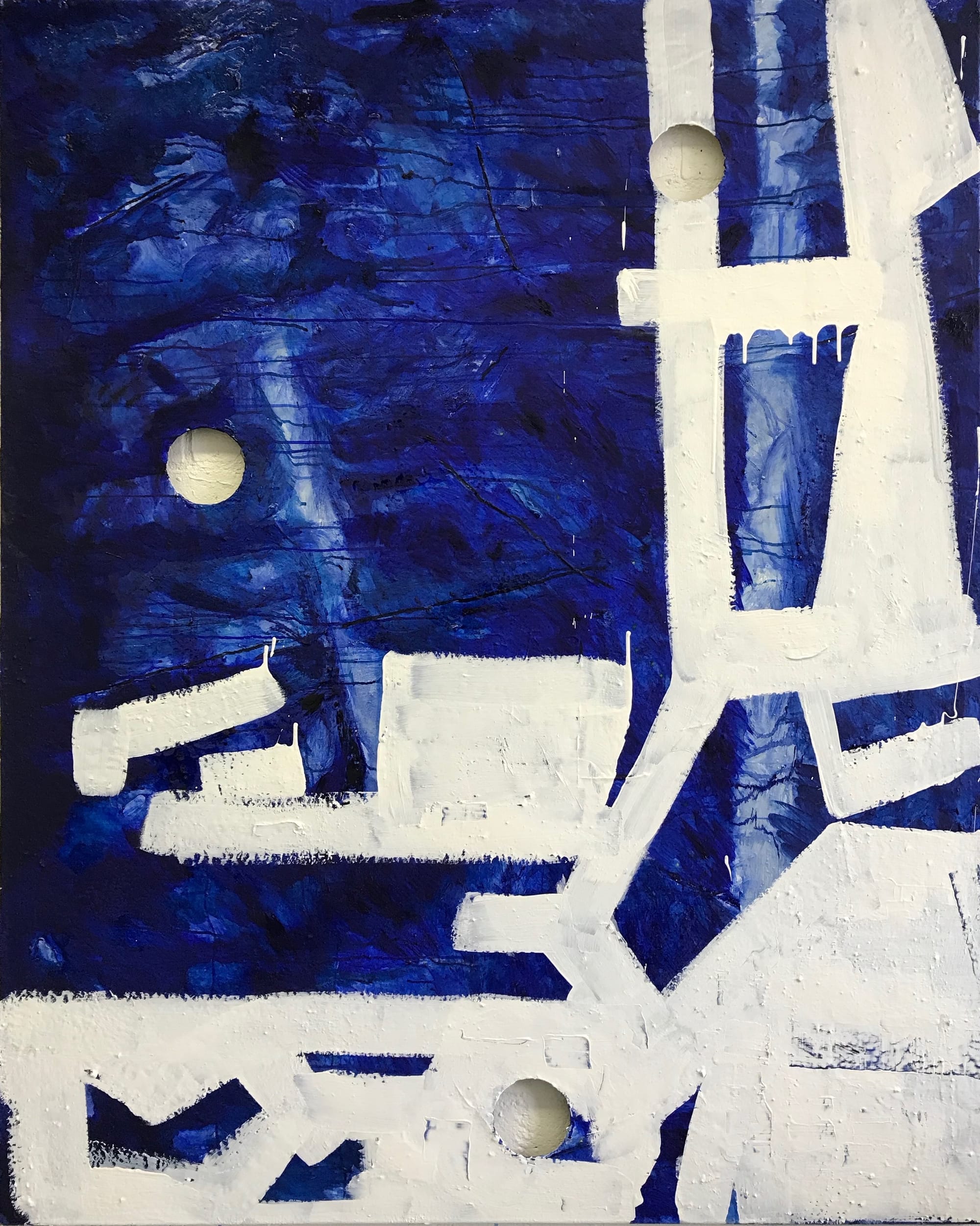 2019 Turbulent Sky - Syrië  mixed media op canvas -met doorsnijdingen 130x165x4 cm
