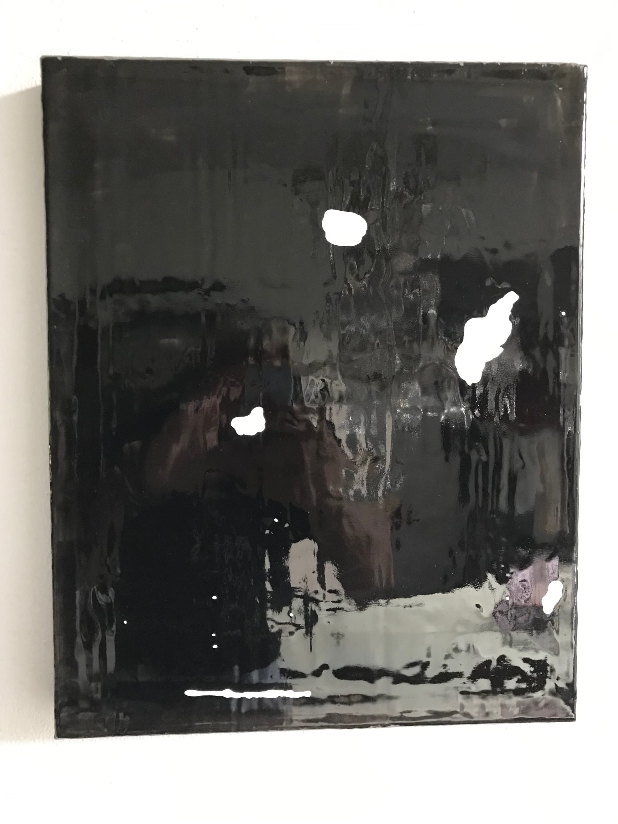 Structuur Black/White 2020 loodpaneel -emaille -epoxy 40x50x4 cm