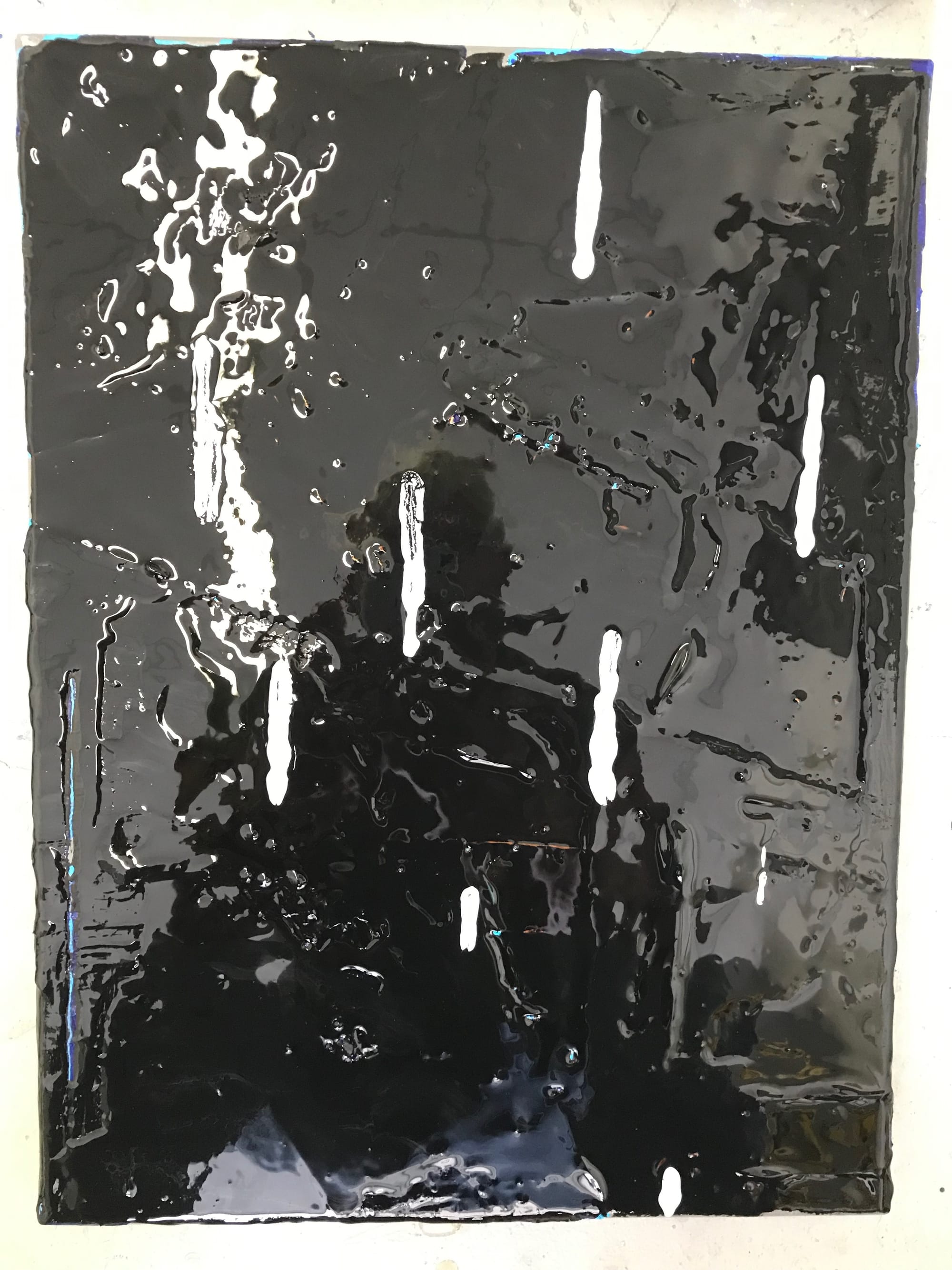 2020 Rain on Black - mixed media op canvas  30x40x4 cm