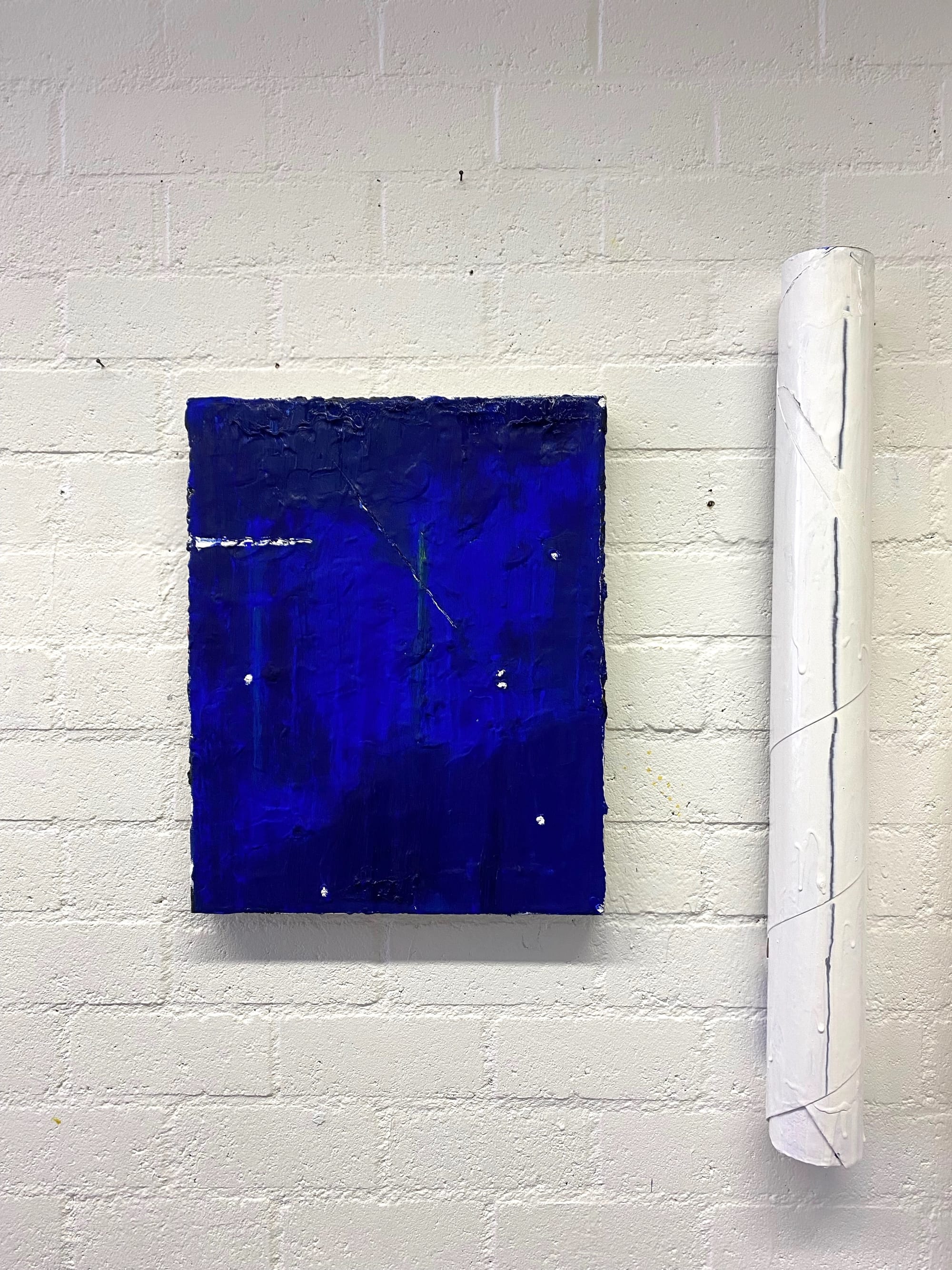 2023 - Out of the Blue  olieverf/canvas -Loodsculptuur Line Up-Line Down 2021