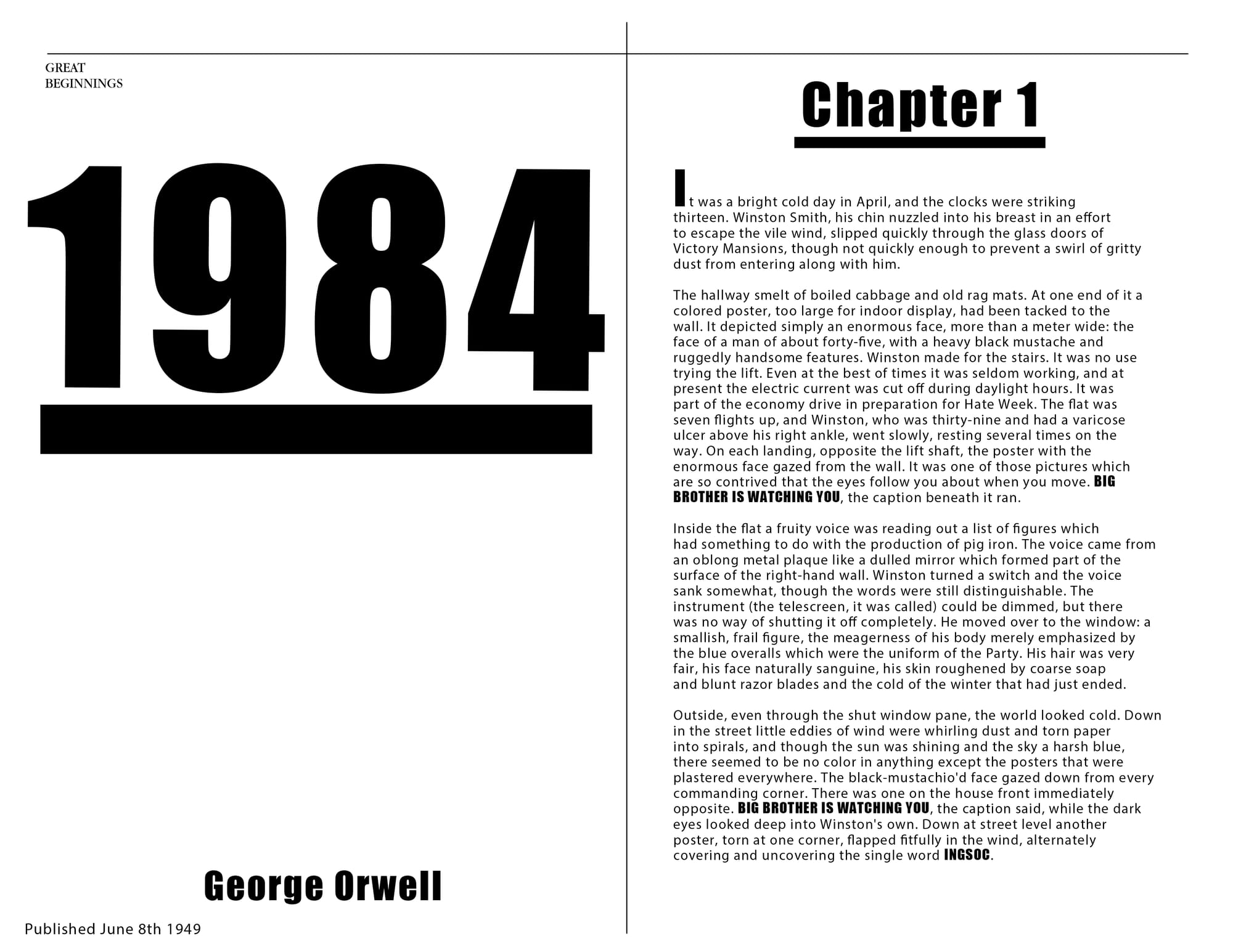 Great Beginnings Typography Project