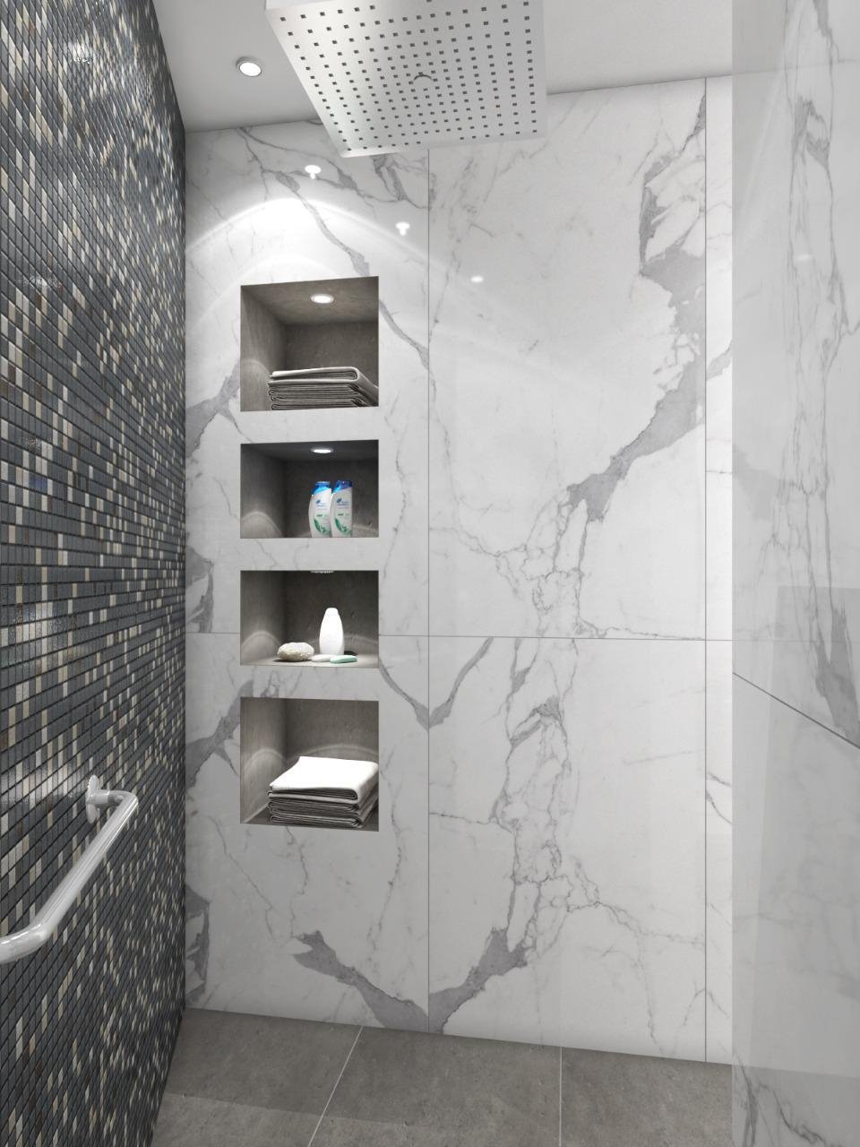 "استمتع بتحفة الفن في كل ركن من أركان حمامك مع تصميماتنا الرائعة." ديكورات حمامات المودرن و اكسسواراتها .