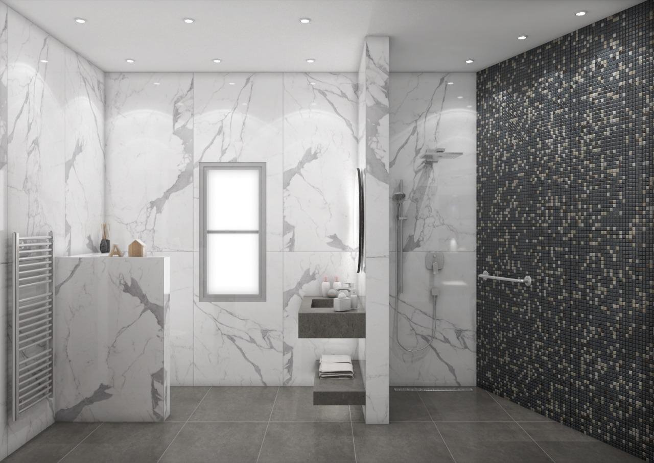 "استمتع بتحفة الفن في كل ركن من أركان حمامك مع تصميماتنا الرائعة." ديكورات حمامات المودرن و اكسسواراتها .