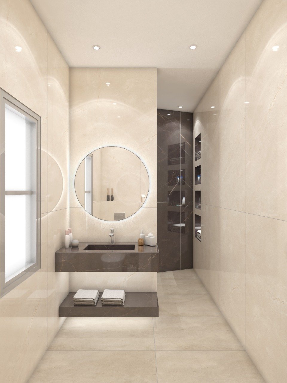 "استمتع بتحفة الفن في كل ركن من أركان حمامك مع تصميماتنا الرائعة." ديكورات حمامات المودرن و اكسسواراتها .