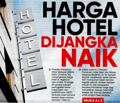 334) HARGA HOTEL DIJANGKA NAIK - SINAR HARIAN - 13/02/2024