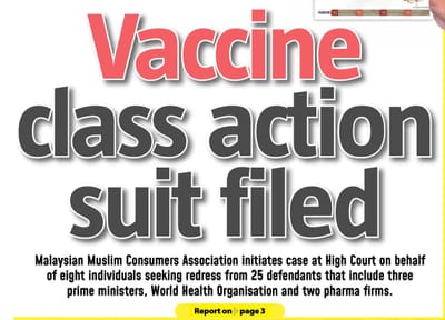 456) VACCINE CLASS ACTION SUIT FILED - THE SUN DAILY - 30/05/2024