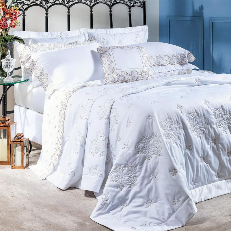 Cobre Leito Andorra Branco/Caqui