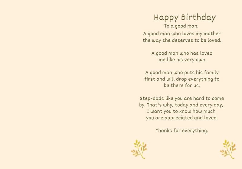 Birthday - Stepdad - From Stepdaughter