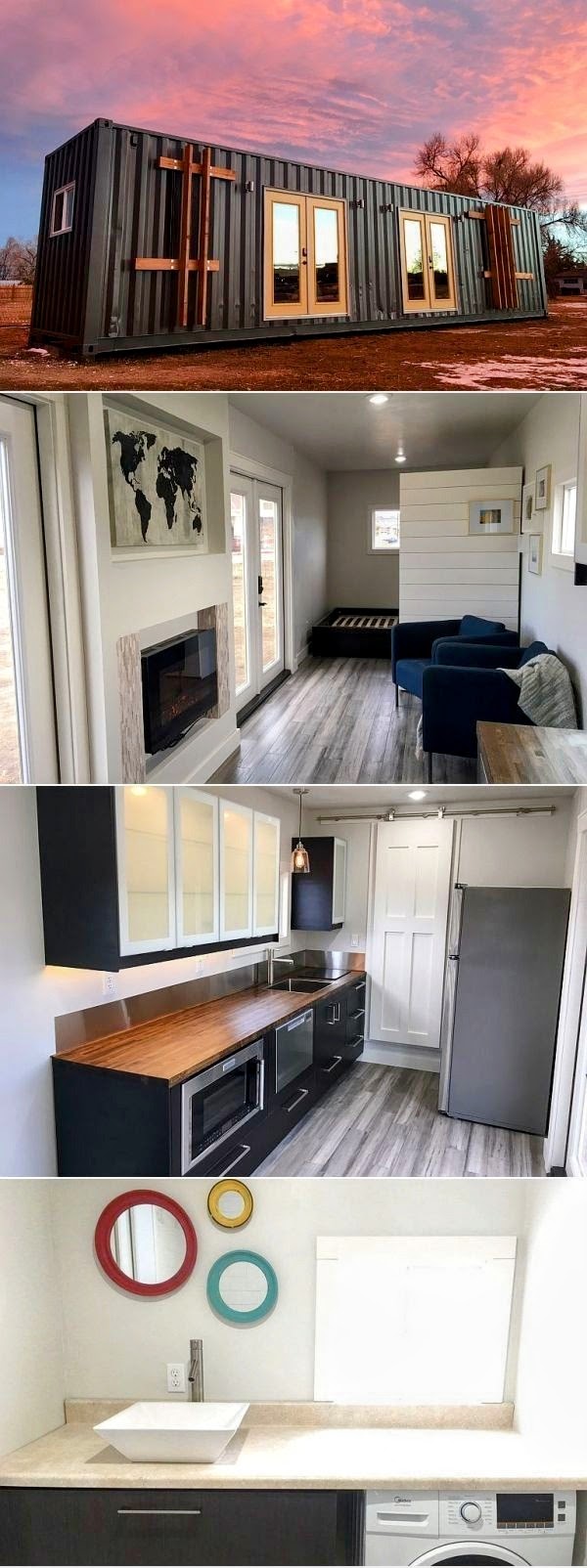 Various 40 foot long container homes. 