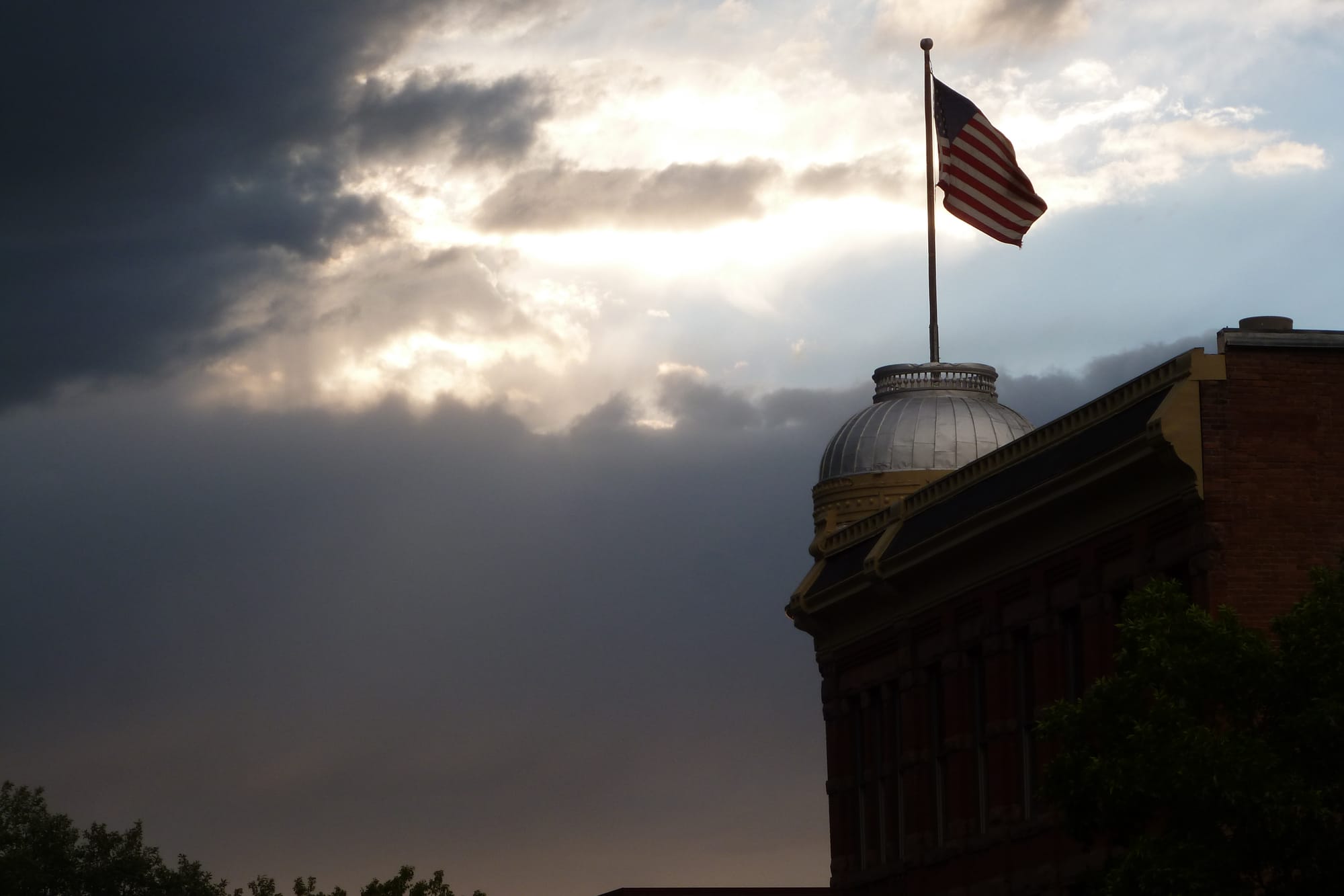 A Passing Storm over U.S. Flag