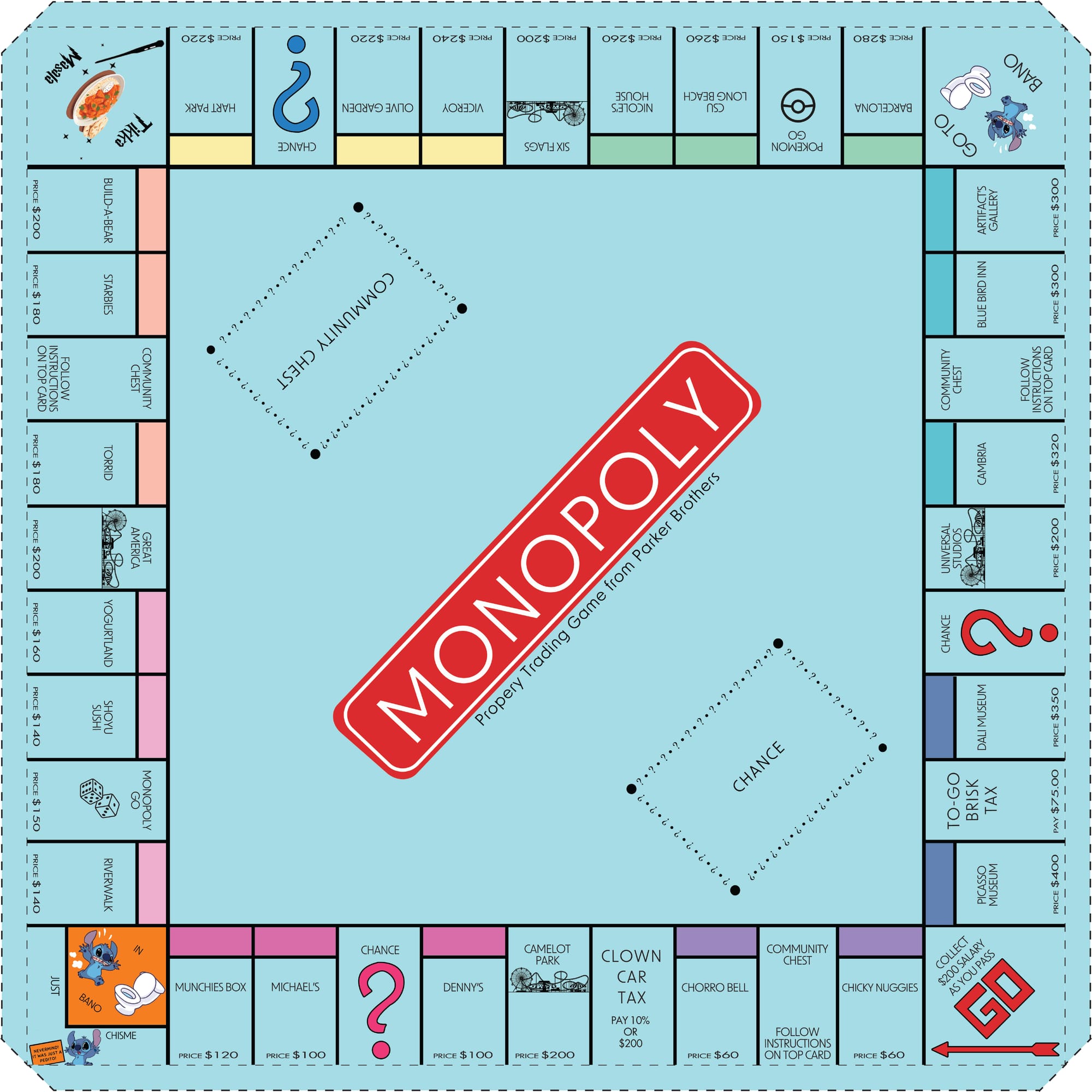 Custom Monopoly Board (For Personal Use only)