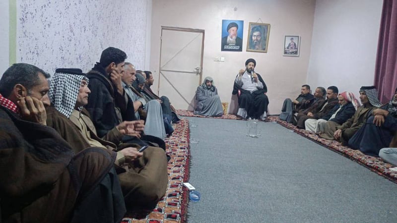 جانب من مجلس العزاء في دار الاستاذ عباس مياح الجنابي / محافظة بابل على رحيل شهيد المحراب الخالد (قده)