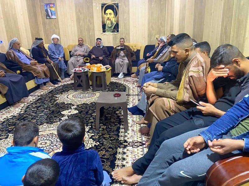 مجلس العزاء في دار الاستاذ جمال الشمري في ناحية كنعان منطقة اسكوك على رحيل شهيد المحراب