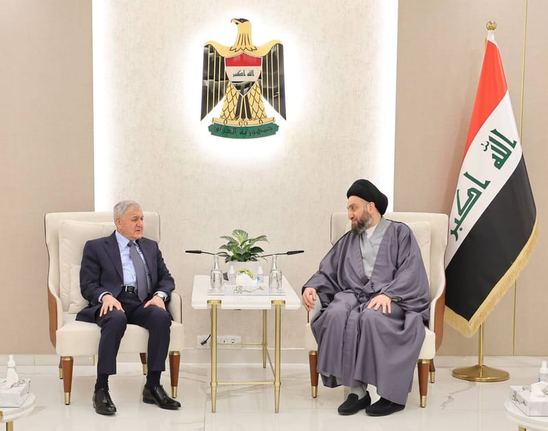 الحكيم يستقبل رئيس الجمهورية الدكتور عبد اللطيف جمال رشيد