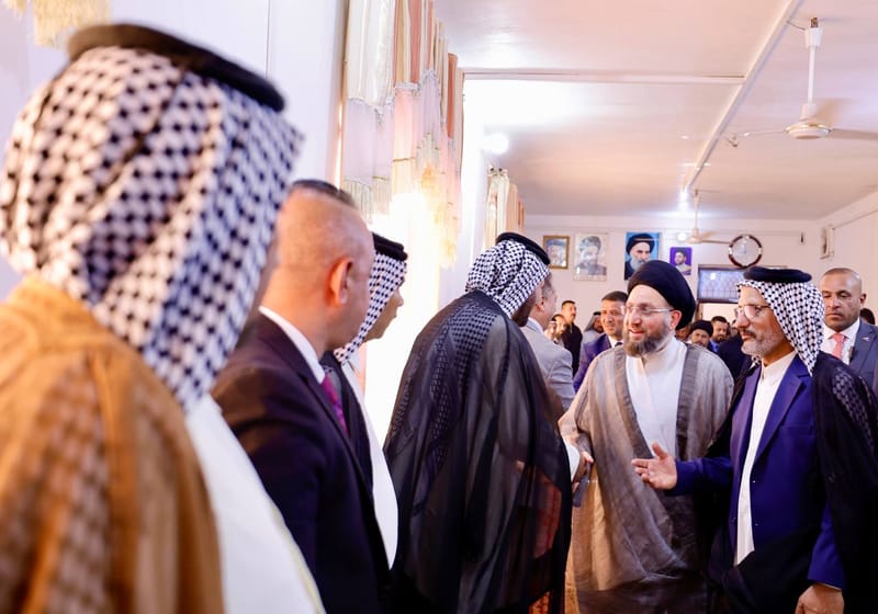 زيارة السيد عمار الحكيم مضيف السادة الطباطبائية في قضاء الشامية بمحافظة الديوانية