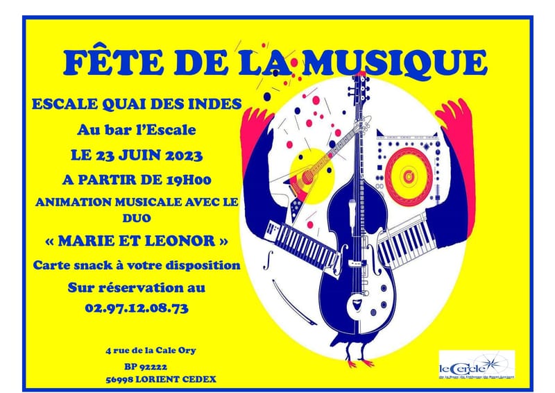 fête de la musique Sur réservation au 02.97.12.08.73