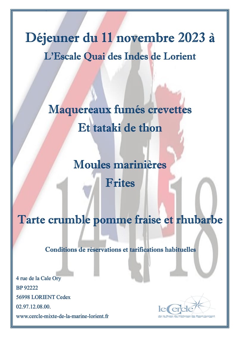 MENU DU 11 NOVEMBRE