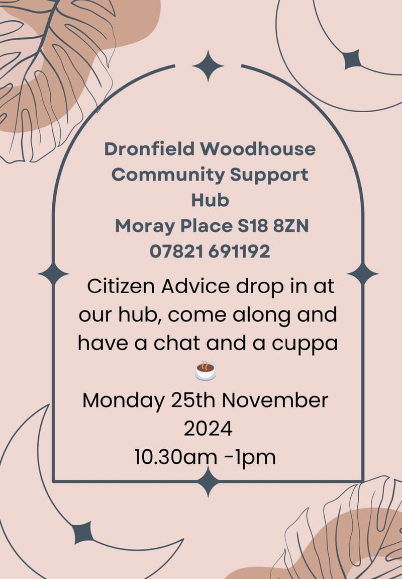 Citizens Advice drop in at the hub 10.30 - 1 pm