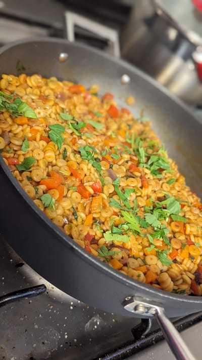 ISRAELI COUSCOUS WITH SAUTÉED VEGETABLES