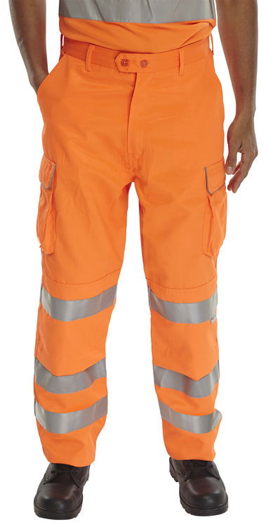 Orange Hi Viz PolyCotton CARGO Trouser £28