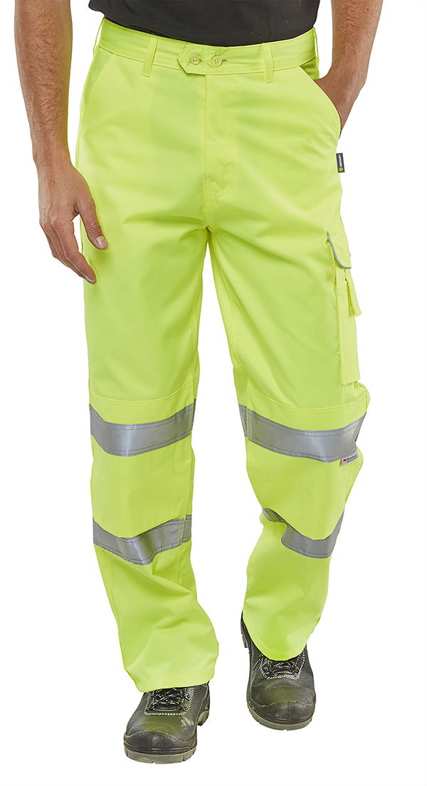 Yellow Hi Viz PolyCotton CARGO trouser £27