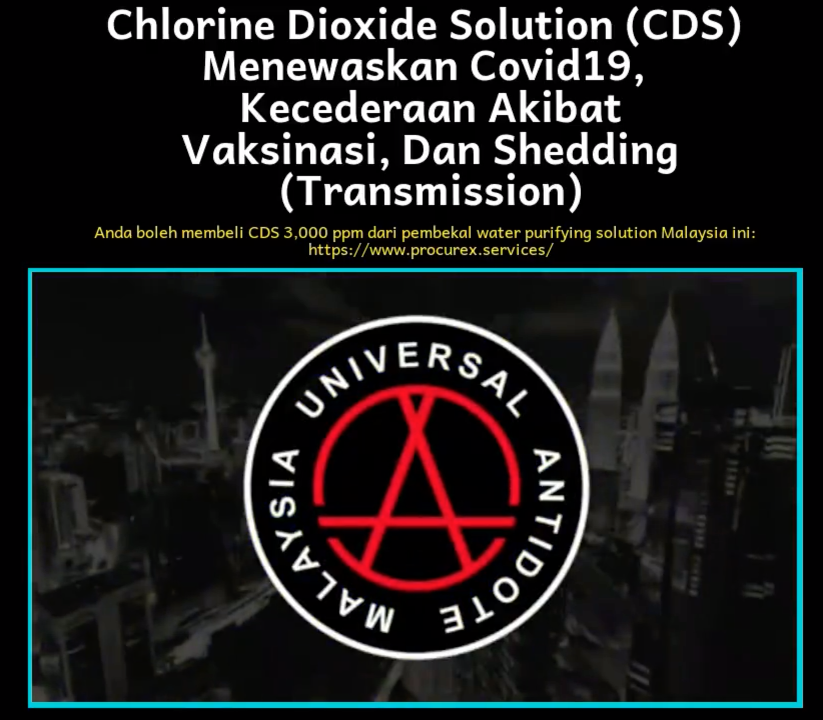 Chlorine Dioxide Solution (CDS) Menewaskan COVID19, Kecederaan Akibat Vaksinasi dan Shedding (Transmission)