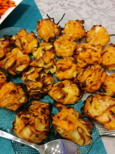 רצועות בטטה ותפוח אדמה בתנור