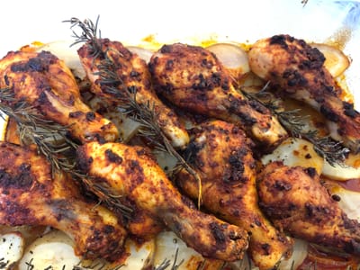 עוף ותפוח אדמה בגריל