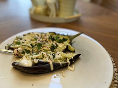 סלט חציל קלוי במיקרוגל