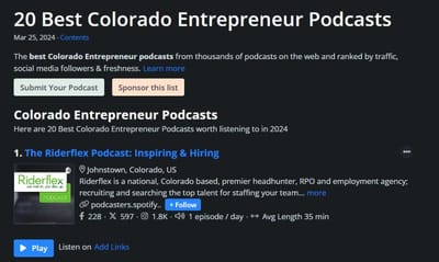 #1 Entrepreneur Podcast in Colorado!