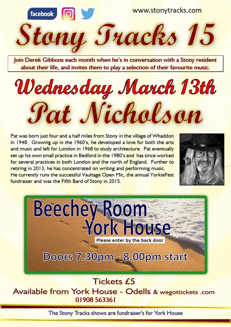 Stony Tracks 15 - March 13th  - Pat Nicholson
