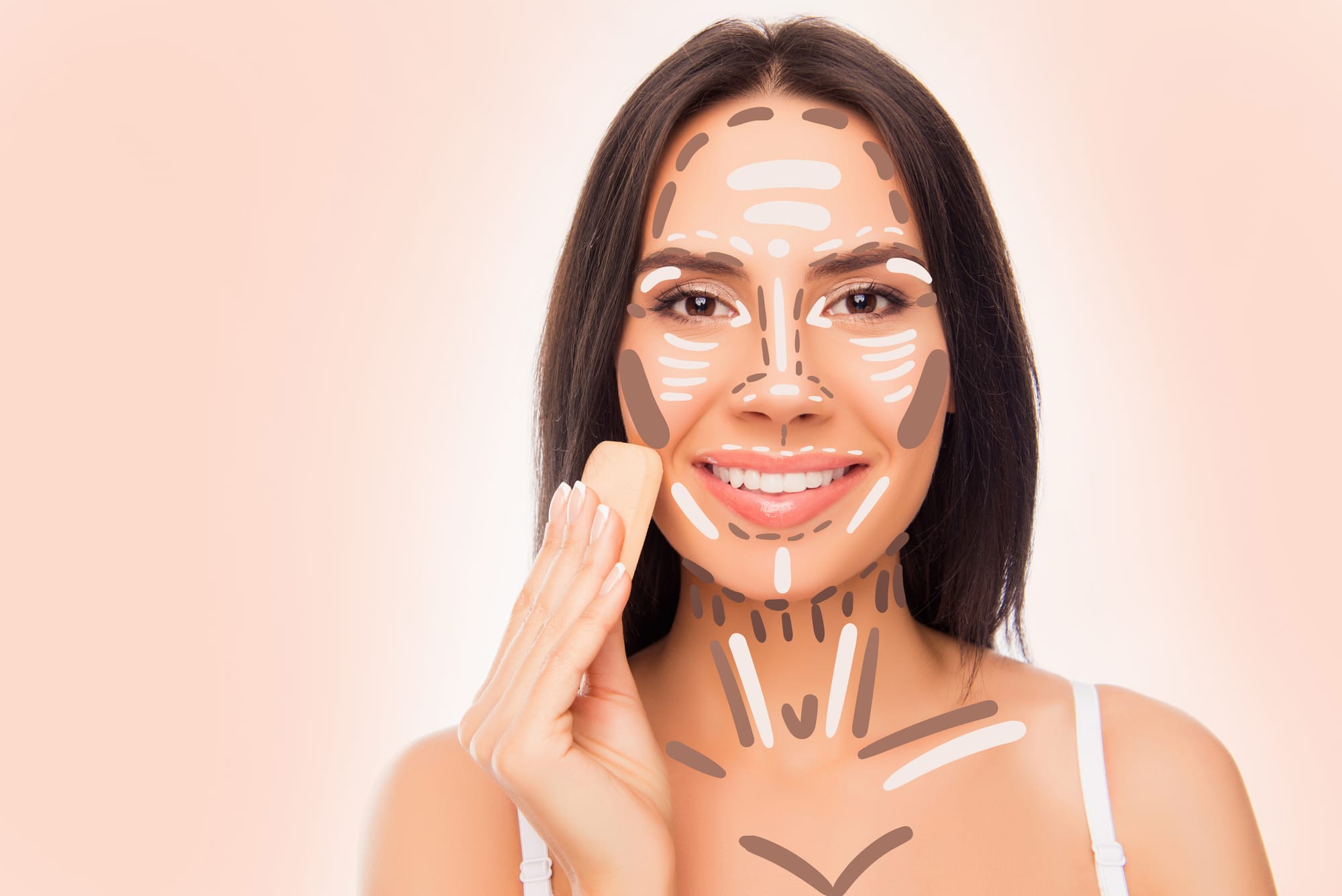 Facial contours and blush placements: