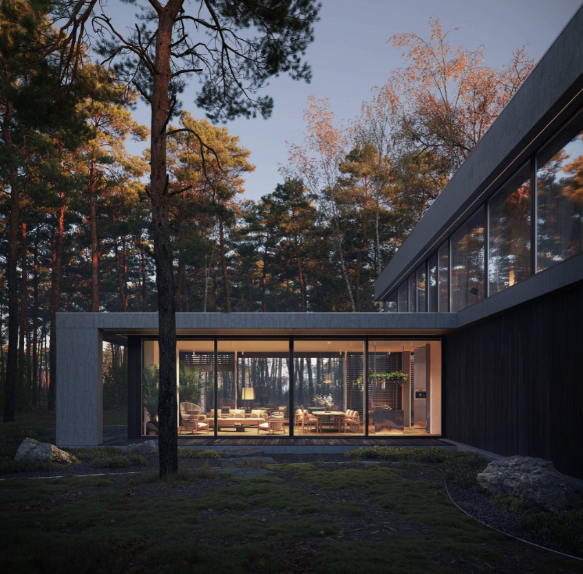 Modern house in the forest