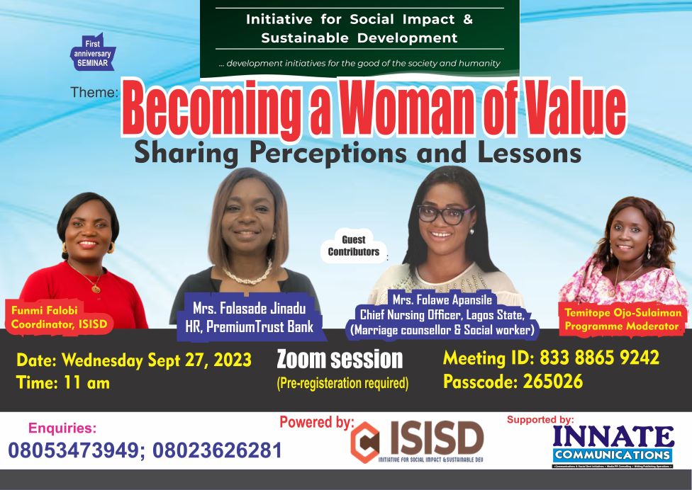 BECOMING A WOMAN OF VALUE: ISISD inaugural Anniversary seminar