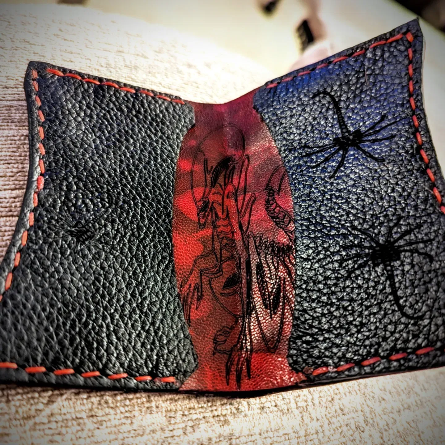 Italian leather Xenomorph card holder 