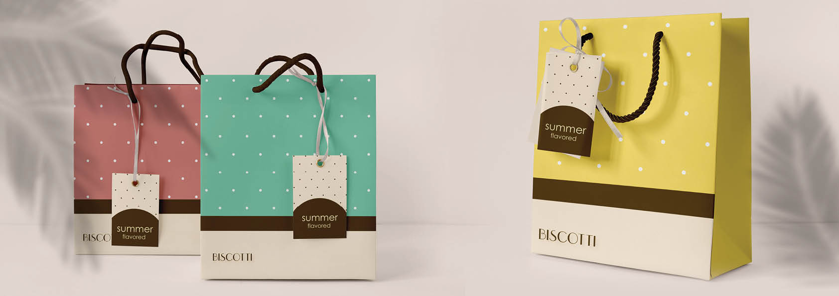 עיצוב אריזות לעוגות גבינה בטעמים קיציים- מנגו, אננס ודובדבן BISCOTTI