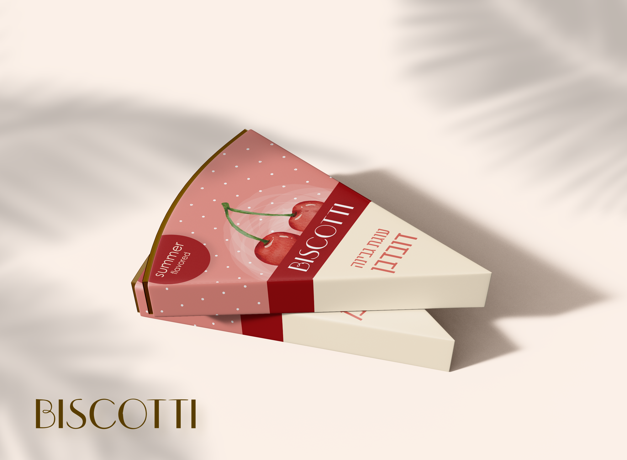 עיצוב אריזות לעוגות גבינה בטעמים קיציים- מנגו, אננס ודובדבן BISCOTTI
