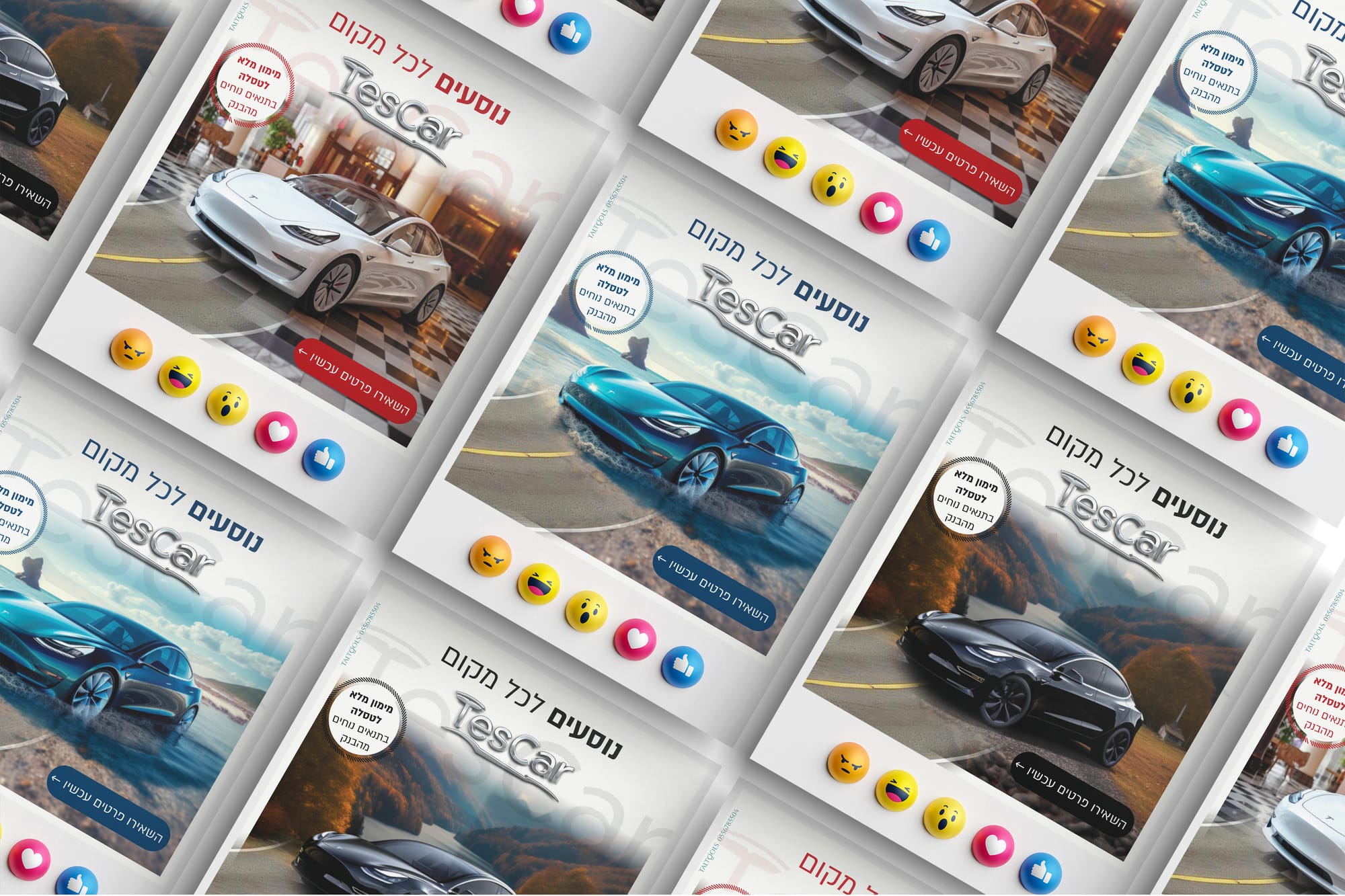 מיתוג ועיצוב מודעות לחברת מימון רכבי טסלה | TesCar