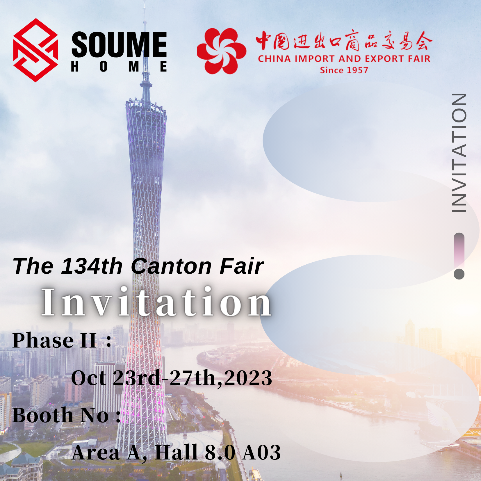 Welcome to our booth at 134th Canton Fair!