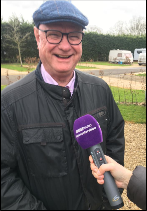 Ray (The Doctor) being interviewed by BBC Radio Gloucester before the 2023 Cheltenham Festival