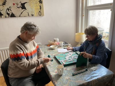 Ivor’s Daily Gallivant 

Friday October 6, 2023
 
Woke when my alarm sounded at 7.00 but stayed in bed until 8.00, as I still felt tired, and didn’t have anything scheduled except Scrabble with Helen and Martini at twelve.

I was tired again and wondered if it was because of my diabetes. There was a blood test form to test my blood sugar over the previous three months (an HB1c form) I ran to the Co-op and back and bought some butter and a sausage and baked beans slice. But forgot to buy another loath and there weren’t and mixed vegetables.

I put some clothes in the washing machine and left it to do its work, while i went to Helen’s to play Scrabble with her and Martini and took some of my postcards for them as presents. And drew pictures of them, and Helen gave me £5 for hers.

We had cheese on toast for and cherry tomatoes from Helen’s Garden and crisps. Followed with a small portion of homemade banoffee pie, which was delicious. (It was flavoured with ginger)

During the conversation the topic of drinking tea came up, apparently according to Helen there was an edition of Michael Mosley’s ‘Just one Thing’ where he said tea is good for you. When I got home, I listened to it.

I won the first game and came third in the second.

In the evening I bought some frozen mixed vegetables, a loaf, milk and a banana, from the Co-op running there and back.