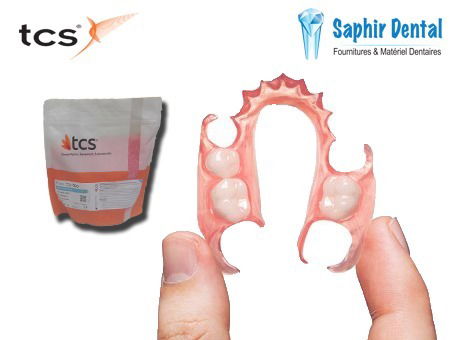 - DESCRIPTION : Polyoléfine thermoplastique utilisé pour la fabrication de prothèses partielles souples. Polyoléfine thermoplastique Esthétique Cliniquement incassable Facile à finir et à polir Sans taches Léger et durable Degré de flexibilité idéal Haute translucidité Réparable et rebasable          -INSTRUCTIONS : Techniques Pour l' injecteur manuel TCS ou l' injecteur hydraulique TCS en conjonction avec la fournaise numérique TCS ou avec tout injecteur:  Utilisation de cartouches de 25 mm: 232 ° C (450 ° F) | 13 minutes  Pour l' injecteur automatique TCS (modèle n ° 3525-01) : Utilisation de cartouches de 25 mm: régler l'affichage à 280 ° C | 13 min | 145-150 psi  Lors de l'utilisation de cartouches de 22 mm: 500 ° F (260 ° C) | 10 min | 109 psi (7,5 bar)   Important: le temps de fusion et la température dépendent du type de four et de l'étalonnage. Pour d'autre informations , appelez le 212 0522202502 ou envoyez un courriel à saphirdental@gmail.com