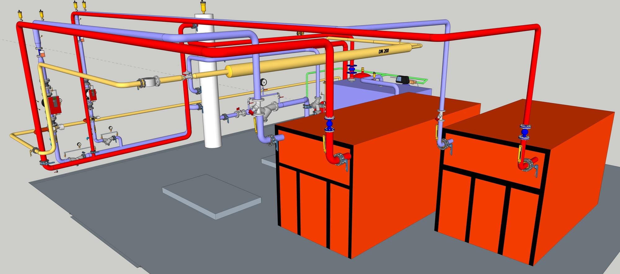Chaufferie 2 chaudières bois et une gaz