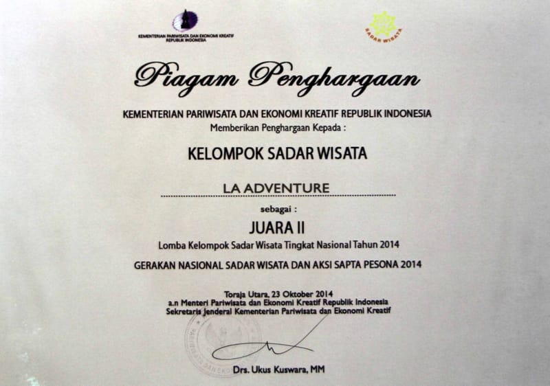 Juara II Pokdarwis Tingkat Nasional Tahun 2014